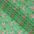 Vibrant Green Premium Cotton Voile Fabric with Multicolor Floral Embroidery - Traditional Thobe Material, 140 cm Wide-D20213