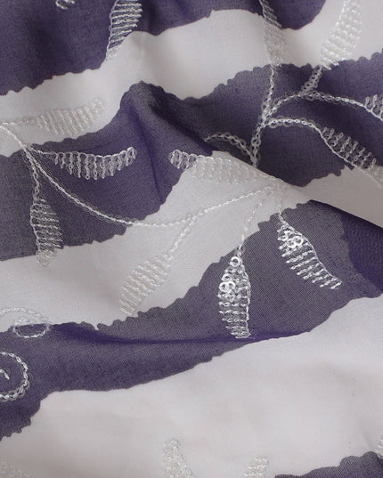 Purple Premium Cotton Voile Fabric with White Wave Patterns - Traditional Thobe Material, 140 cm Wide-D20218