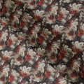Brown Premium Cotton Voile Fabric with Large White and Red Floral Patterns - Traditional Thobe Material, 140 cm Wide-D20226