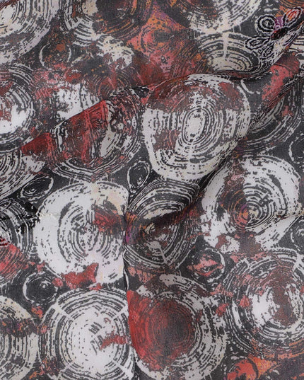 Dark Charcoal Premium Cotton Voile Fabric with Historical Coin Motifs - Traditional Thobe Material, 140 cm Wide-D20228