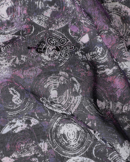 Deep Mauve Premium Cotton Voile Fabric with Historical Coin Motifs - Traditional Thobe Material, 140 cm Wide-D20229