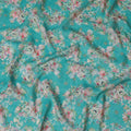 Turquoise Floral Viscose Digital Printed Fabric - Soft & Lightweight, 110 cm Width-D20255 Regal Fabrics