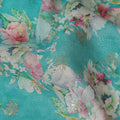 Turquoise Floral Viscose Digital Printed Fabric - Soft & Lightweight, 110 cm Width-D20255 Regal Fabrics