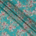 Turquoise Floral Viscose Digital Printed Fabric - Soft & Lightweight, 110 cm Width-D20255 Regal Fabrics