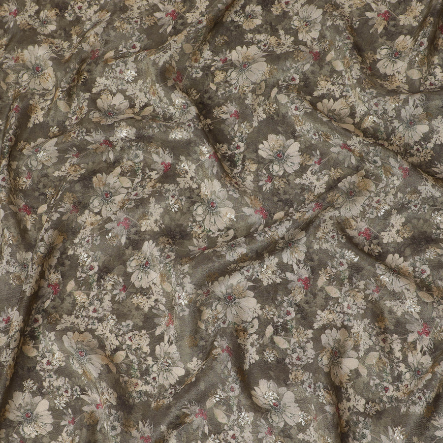 قماش فيسكوز رمادي عتيق مطبوع رقميًا - ناعم وخفيف الوزن، عرض 110 سم - D20257