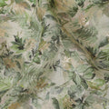 Cream & Green Leafy Viscose Digital Printed Fabric - Soft & Lightweight, 110 cm Width-D20260