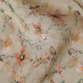 قماش فيسكوز مطبوع رقميًا بنقشة زهور باللونين البيج والخوخي - ناعم وخفيف الوزن، عرض 110 سم - D20263