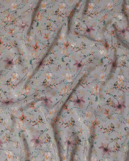 Elegant Floral Viscose Digital Printed Fabric - Soft & Lightweight, 110 cm Width-D20264