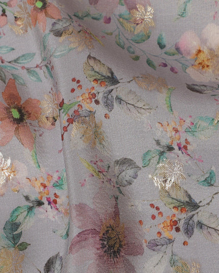 Elegant Floral Viscose Digital Printed Fabric - Soft & Lightweight, 110 cm Width-D20264