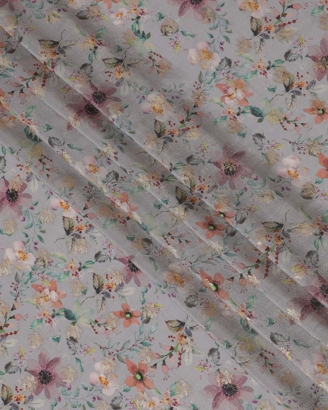 Elegant Floral Viscose Digital Printed Fabric - Soft & Lightweight, 110 cm Width-D20264