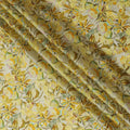 قماش ساتان فيسكوز مودال أصفر مزهر مع زخارف مرآة - عرض 110 سم - D20265