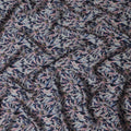 Navy Blue & Pink Floral Viscose Modal Satin Fabric with Mirror Work - 110 cm Width-D20266 Regal Fabrics