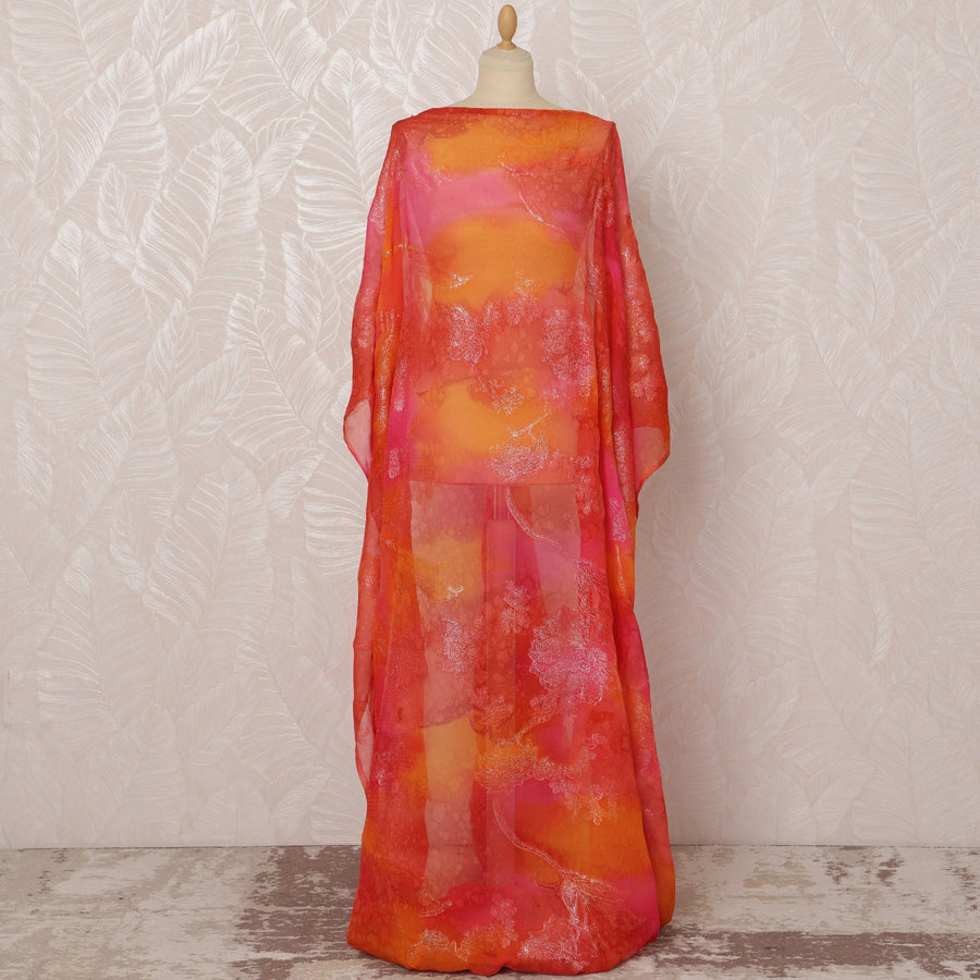 قماش ديراك من الحرير الصومالي باللون البرتقالي والوردي النابض بالحياة مع لوركس معدني، 3.5 متر، عرض 140 سم - D20844