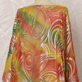 Multicolor Red, Yellow, and Green Somali Silk Chiffon Dirac Fabric with Metallic Lurex, 3.5 Meters, 140 cm Width-D20858