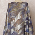 Blue and Brown Somali Silk Chiffon Dirac Fabric with Metallic Lurex, 3.5 Meters, 140 cm Width-D20859