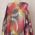 Multicolor Red, Yellow, and Black Somali Silk Chiffon Dirac Fabric with Metallic Lurex, 3.25 Meters, 140 cm Width-D20876
