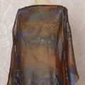 Brown and Blue Somali Silk Chiffon Dirac Fabric with Metallic Lurex, 3.5 Meters, 140 cm Width-D20877