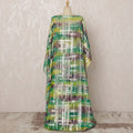 Green and Yellow Somali Silk Chiffon Dirac Fabric with Metallic Lurex, 3.5 Meters, 140 cm Width-D20884