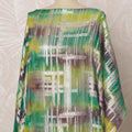 Green and Yellow Somali Silk Chiffon Dirac Fabric with Metallic Lurex, 3.5 Meters, 140 cm Width-D20884