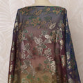 Multicolor Gradient Somali Silk (Fransawi) Chiffon Dirac Fabric with Metallic Lurex, 3.5 Meters, 140 cm Width-D20887