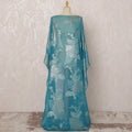 Turquoise Somali Silk (Fransawi) Chiffon Dirac Fabric with Silver Metallic Lurex, 3.5 Meters, 140 cm Width, France-D20898