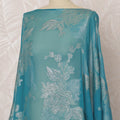 Turquoise Somali Silk (Fransawi) Chiffon Dirac Fabric with Silver Metallic Lurex, 3.5 Meters, 140 cm Width, France-D20898
