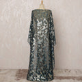 Teal Blue Somali Silk (Fransawi) Chiffon Dirac Fabric with Silver Metallic Lurex, 3.5 Meters, 140 cm Width, France-D20899
