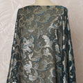 Teal Blue Somali Silk (Fransawi) Chiffon Dirac Fabric with Silver Metallic Lurex, 3.5 Meters, 140 cm Width, France-D20899