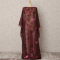 Maroon Fransawi Silk Chiffon Dirac fabric with Metallic Lurex in Abstract Design - 3.5 Meters X 140 Cms-D21596