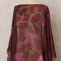 Maroon Fransawi Silk Chiffon Dirac fabric with Metallic Lurex in Abstract Design - 3.5 Meters X 140 Cms-D21596