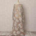 Beige Fransawi Silk Chiffon Dirac fabric with Floral Metallic Lurex in Abstract Design - 3.5 Meters X 140 Cms-D21600