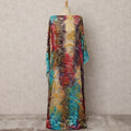 Turquoise and Red Multicolor Silk Chiffon Velvet Dirac fabric with Metallic Lurex in Floral in Abstract Design - 3.5 Meters X 140 Cms-D21603 Regal Fabrics