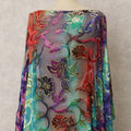 Rainbow Multicolor Silk Chiffon Velvet Dirac fabric with Metallic Lurex in Floral in Abstract Design - 3.5 Meters X 140 Cms-D21604