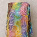 Pastel Rainbow Silk Chiffon Velvet Dirac fabric with Metallic Lurex in Floral in Floral Design - 3.5 Meters X 140 Cms-D21605