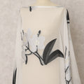 White Fransawi Silk Chiffon Dirac fabric with Floral Metallic Lurex in Abstract Design - 3.5 Meters X 140 Cms-D21607 Regal Fabrics