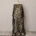 Olive Green Fransawi Silk Chiffon Dirac fabric with Floral Metallic Lurex in Abstract Design - 3.5 Meters X 140 Cms-D21608 Regal Fabrics