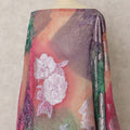 Multicolor Fransawi Silk Chiffon Dirac fabric with Metallic Lurex in Abstract Design - 3.5 Meters X 140 Cms-D21612