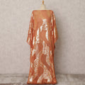 قماش ديراك شيفون حرير برتقالي مع لوركس معدني بتصميم تجريدي - 3.5 متر × 140 سم - D21616