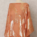 قماش ديراك شيفون حرير برتقالي مع لوركس معدني بتصميم تجريدي - 3.5 متر × 140 سم - D21616