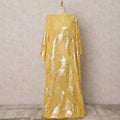 قماش شيفون حرير أصفر مع لوركس معدني بتصميم تجريدي - 3.5 متر × 140 سم - D21617