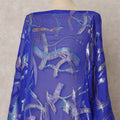 قماش ديراك شيفون حرير صومالي أزرق ملكي مع لوركس معدني، 3.5 متر، عرض 140 سم، كوريا الجنوبية - D22083