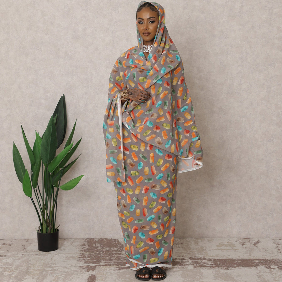 ثوب سوداني تقليدي بلون بني فاتح - قماش فوال قطني خالص، 4.5 متر، عرض 110 سم، الهند - D22444