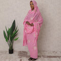 Pink Traditional Sudanese Thobe – Pure Cotton Voile Embroidery Fabric, 4.5 Meters, 140 cm Width, India-D22461