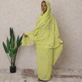 Light Green Traditional Sudanese Thobe – Pure Cotton Voile Embroidery Fabric, 4.5 Meters, 140 cm Width, India-D22463