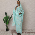 Sky Blue Traditional Sudanese Thobe – Pure Cotton Voile Embroidery Fabric, 4.5 Meters, 140 cm Width, India-D22464