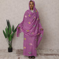 Purple Traditional Sudanese Thobe – Pure Cotton Voile Embroidery Fabric, 4.5 Meters, 140 cm Width, India-D22465