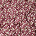 Maroon Beige Lily Print Cotton Satin Fabric, All-Over Digital Floral Design, 110 Cms Width, Made in India-D22607