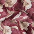 Maroon Beige Lily Print Cotton Satin Fabric, All-Over Digital Floral Design, 110 Cms Width, Made in India-D22607