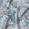 قماش قطني ساتان بطبعة أوراق استوائية زرقاء جليدية، تصميم رقمي متعدد الألوان، عرض 110 سم، صنع في الهند - D22611