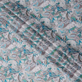 قماش قطني ساتان بطبعة أوراق استوائية زرقاء جليدية، تصميم رقمي متعدد الألوان، عرض 110 سم، صنع في الهند - D22611